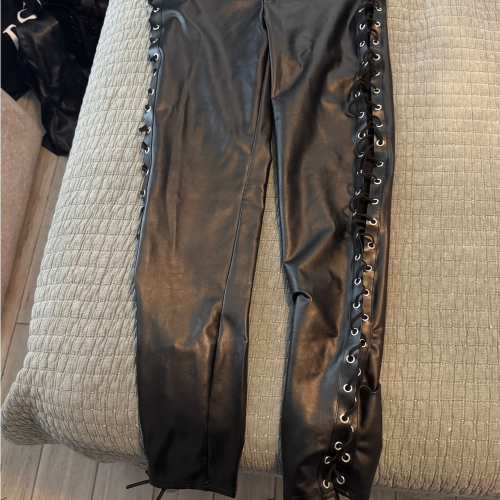 SHEIN Black Faux Leather Pants